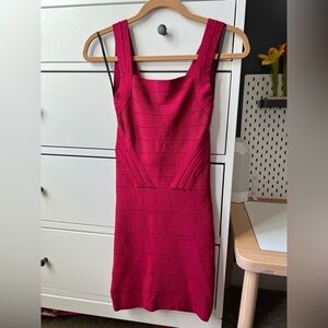 Worn 1x Bebe Bold Red Mini Sleeveless Bondage Dress